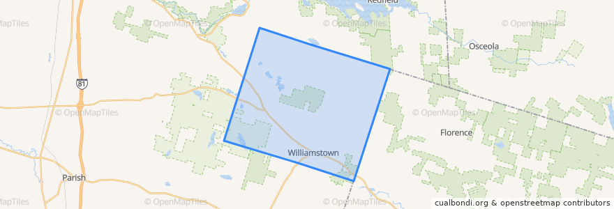 Mapa de ubicacion de Town of Williamstown.