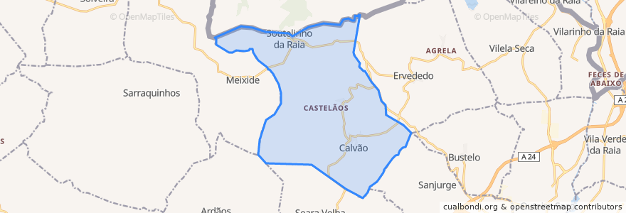 Mapa de ubicacion de Calvão e Soutelinho da Raia.