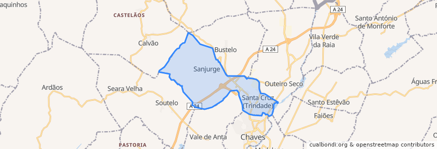 Mapa de ubicacion de Santa Cruz/Trindade e Sanjurge.