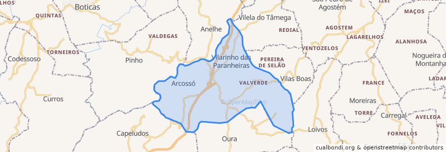 Mapa de ubicacion de Vidago (União das freguesias de Vidago, Arcossó, Selhariz e Vilarinho das Paranheiras).