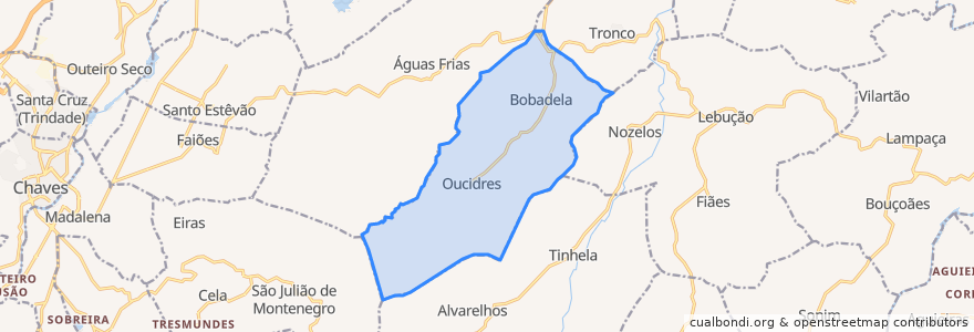 Mapa de ubicacion de Planalto de Monforte (União das Freguesias de Oucidres e Bobadela).