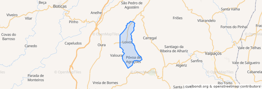 Mapa de ubicacion de Loivos e Póvoa de Agrações.