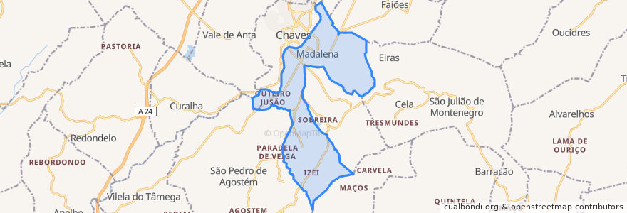 Mapa de ubicacion de Madalena e Samaiões.