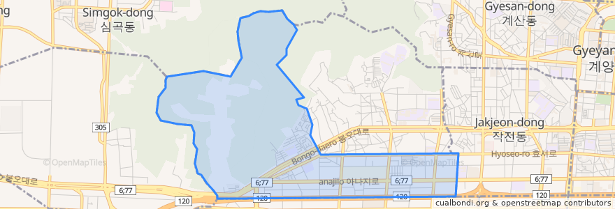 Mapa de ubicacion de 효성2동.