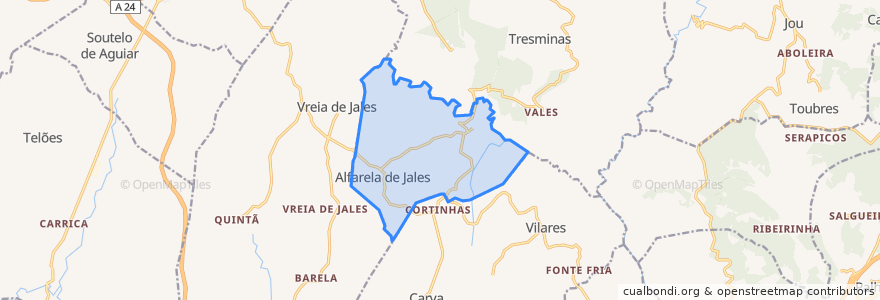 Mapa de ubicacion de Alfarela de Jales.