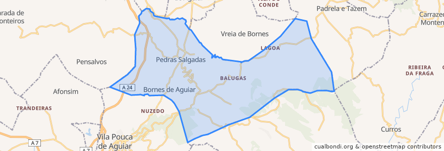 Mapa de ubicacion de Bornes de Aguiar.