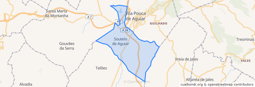 Mapa de ubicacion de Soutelo de Aguiar.