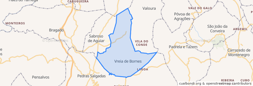 Mapa de ubicacion de Vreia de Bornes.