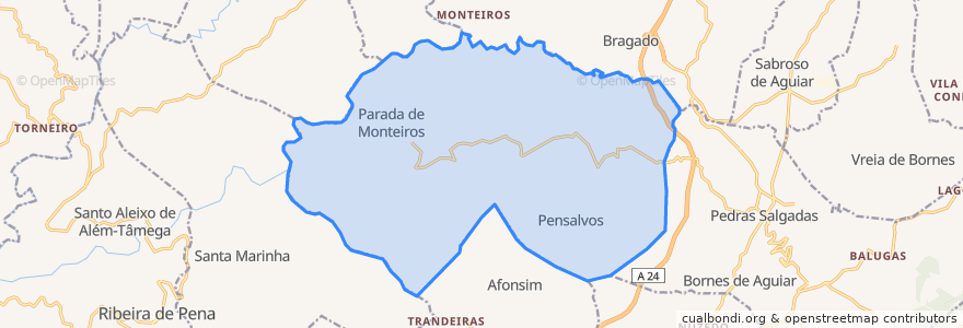 Mapa de ubicacion de Pensalvos e Parada de Monteiros.