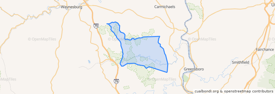 Mapa de ubicacion de Greene Township.