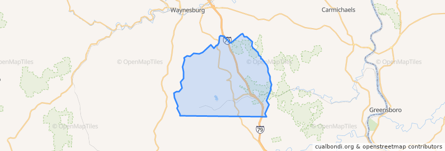 Mapa de ubicacion de Whiteley Township.