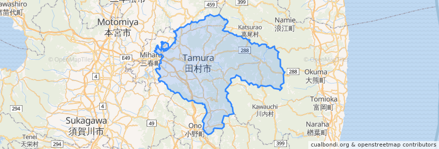 Mapa de ubicacion de 田村市.