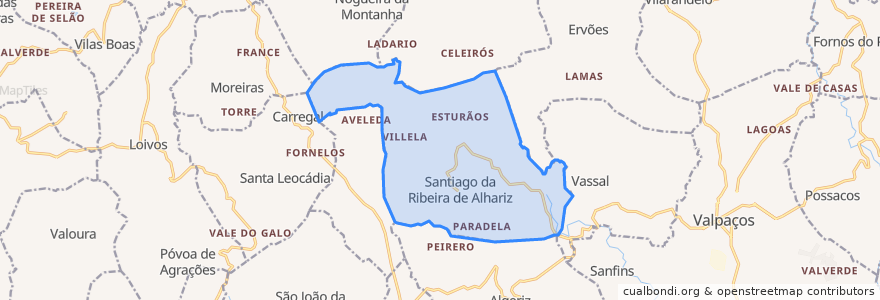 Mapa de ubicacion de Santiago da Ribeira de Alhariz.