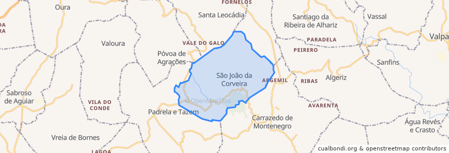 Mapa de ubicacion de São João da Corveira.