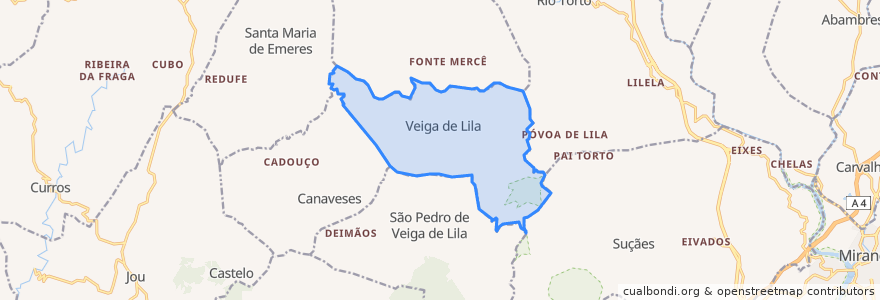 Mapa de ubicacion de Veiga de Lila.