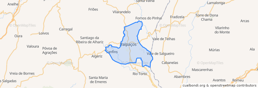 Mapa de ubicacion de Valpaços e Sanfins.