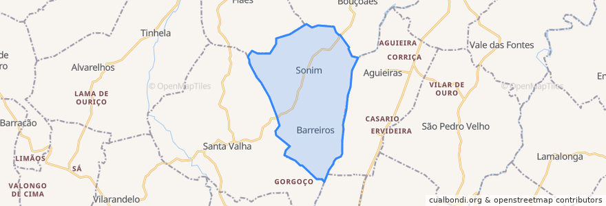 Mapa de ubicacion de Sonim e Barreiros.