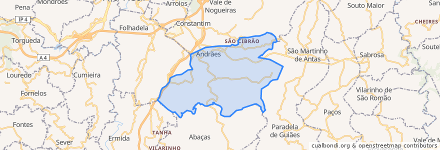 Mapa de ubicacion de Andrães.