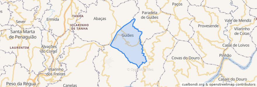 Mapa de ubicacion de Guiães.