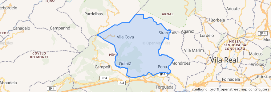 Mapa de ubicacion de Pena, Quintã e Vila Cova.