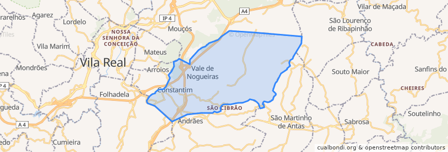 Mapa de ubicacion de Constantim e Vale de Nogueiras.