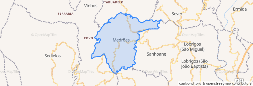 Mapa de ubicacion de Medrões.