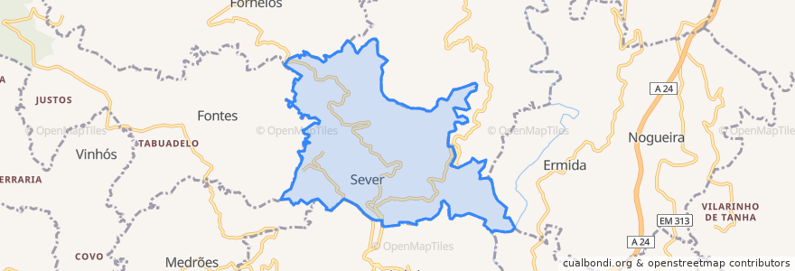 Mapa de ubicacion de Sever.