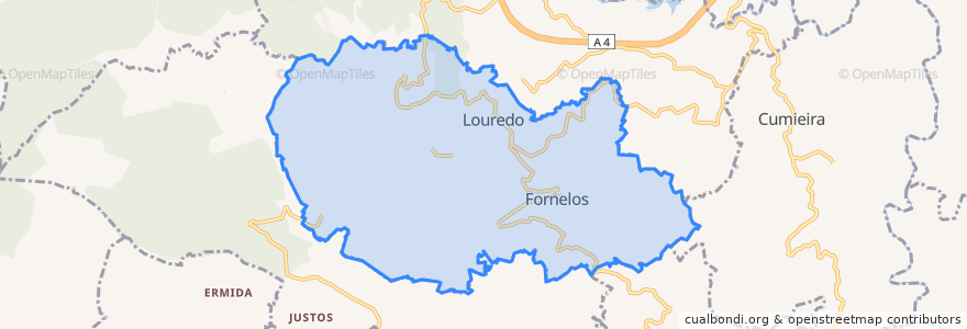 Mapa de ubicacion de Louredo e Fornelos.