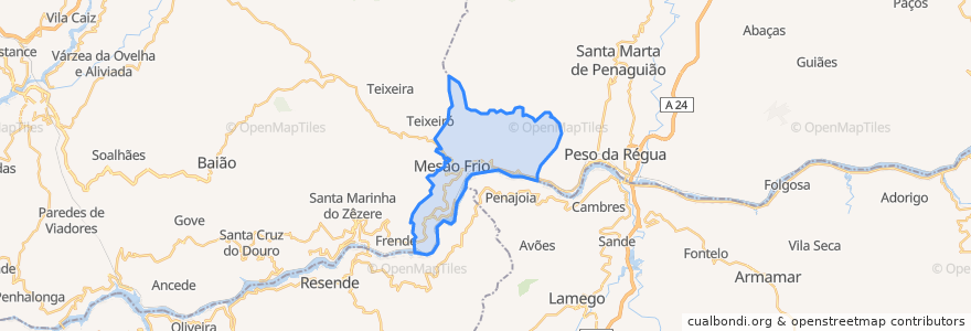 Mapa de ubicacion de Mesão Frio.