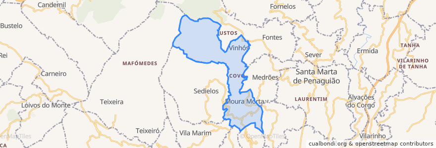 Mapa de ubicacion de Moura Morta e Vinhós.