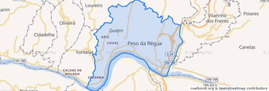 Mapa de ubicacion de Peso da Régua e Godim.