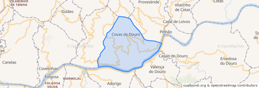 Mapa de ubicacion de Covas do Douro.