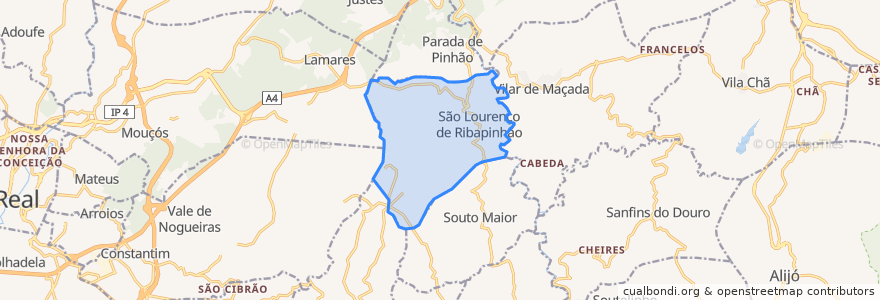 Mapa de ubicacion de São Lourenço de Ribapinhão.