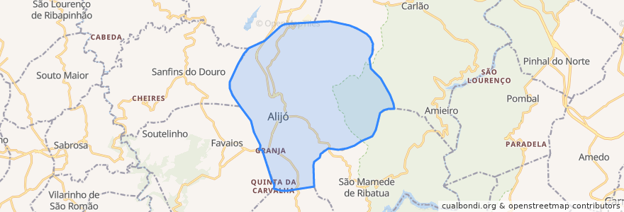 Mapa de ubicacion de Alijó.