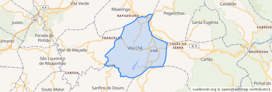 Mapa de ubicacion de Vila Chã.