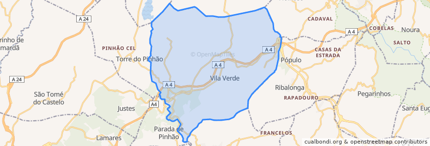 Mapa de ubicacion de Vila Verde.