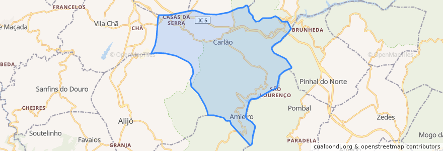 Mapa de ubicacion de Carlão e Amieiro.