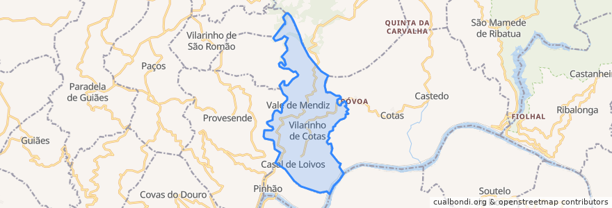 Mapa de ubicacion de Vale de Mendiz, Casal de Loivos e Vilarinho de Cotas.