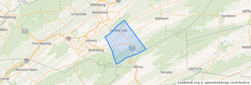 Mapa de ubicacion de Potter township.