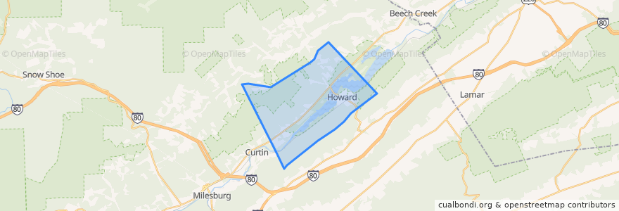 Mapa de ubicacion de Howard township.