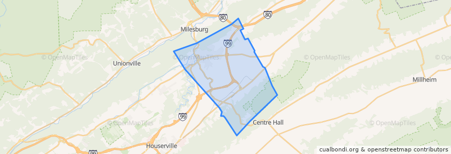 Mapa de ubicacion de Spring township.