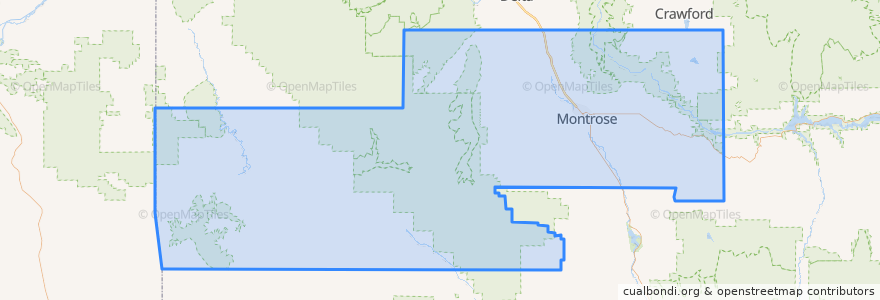 Mapa de ubicacion de Montrose County.