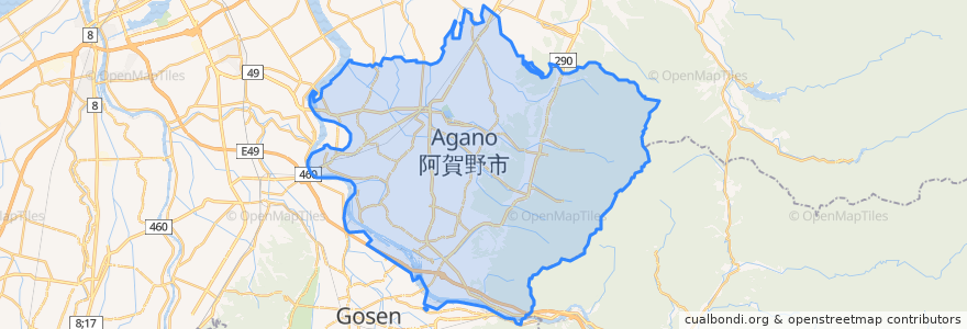 Mapa de ubicacion de 阿賀野市.