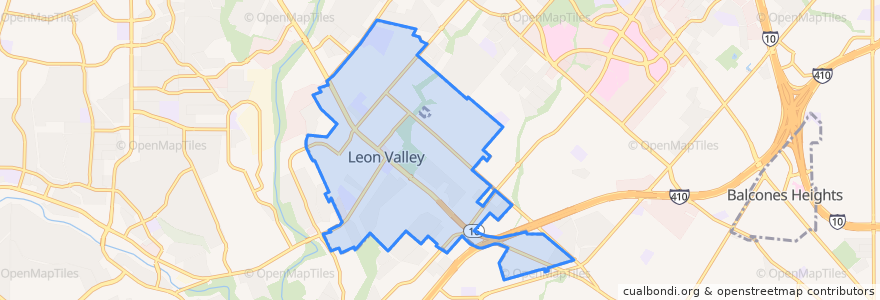 Mapa de ubicacion de Leon Valley.