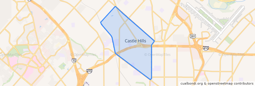 Mapa de ubicacion de Castle Hills.