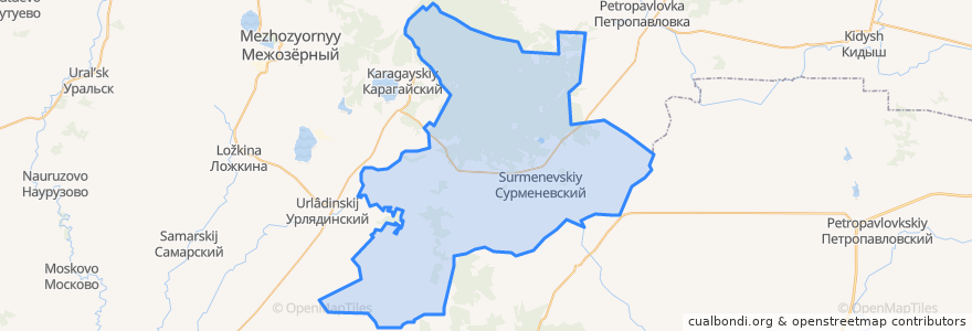 Mapa de ubicacion de Сурменевское сельское поселение.