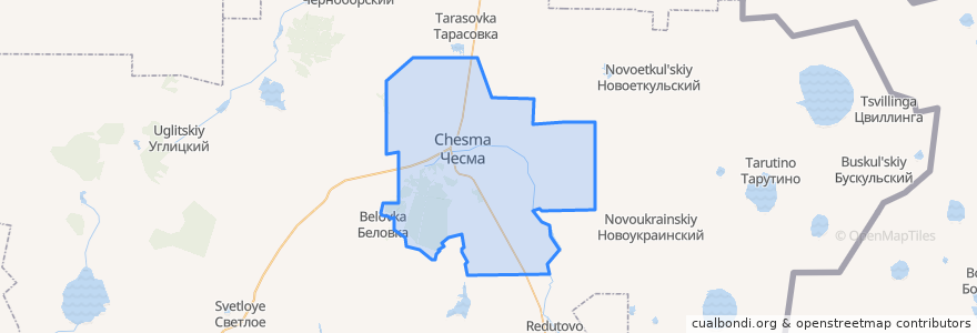 Mapa de ubicacion de Чесменское сельское поселение.