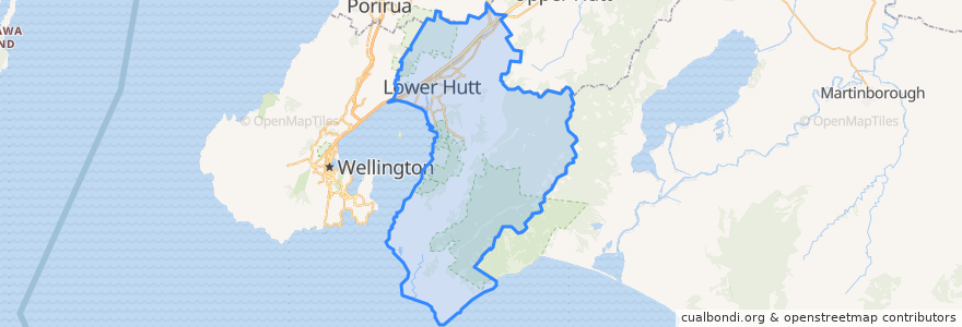 Mapa de ubicacion de Lower Hutt City.