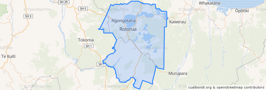 Mapa de ubicacion de Rotorua Lakes District.