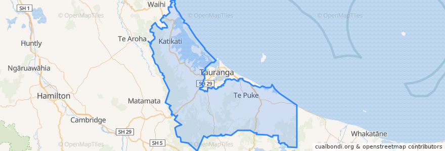 Mapa de ubicacion de Western Bay of Plenty District.